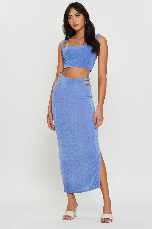 A-line skirts for flattering timeless silhouettes -Purple Maxi Skirt Side Split