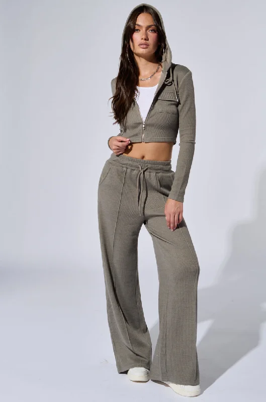 Wide Leg Pants for Maternity Wear -EYES ON ME WIDE LEG SWEAT PANT IN GREY