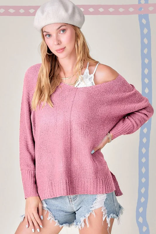 Puffed - Sleeve Sweaters for Feminine Style -Fine Thread Soft Luxe Sweater (Pink)