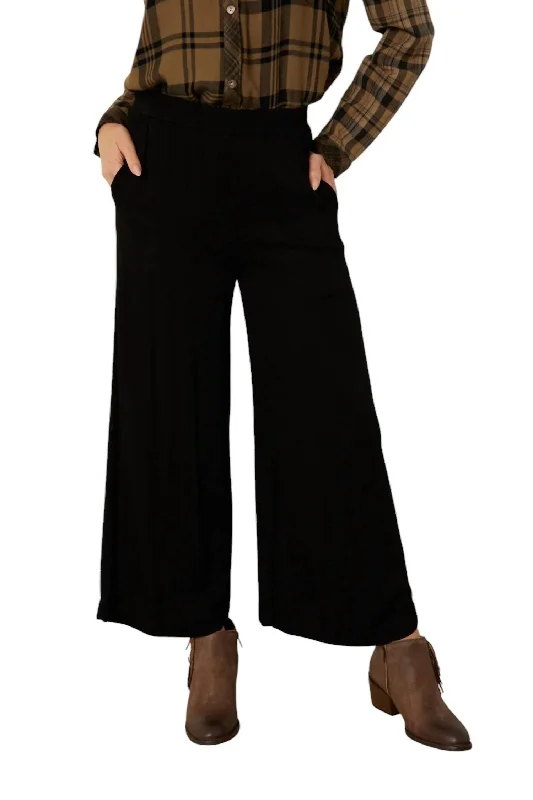 Polyester Wide Leg Pants for Durable -Better Days Wide Leg Pants In Black