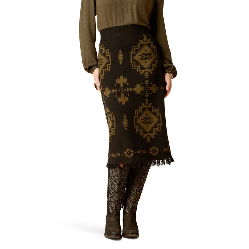 Zip - Up Sweaters for Functional Design -Ariat Women's Caldera Sweater Skirt in Black & Relic Aztec