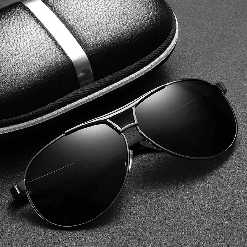 Square Glasses for Professional Look -Men'S Metal Large Frame Sunglasses Frog Mirror Driver Polarized Sunglasses