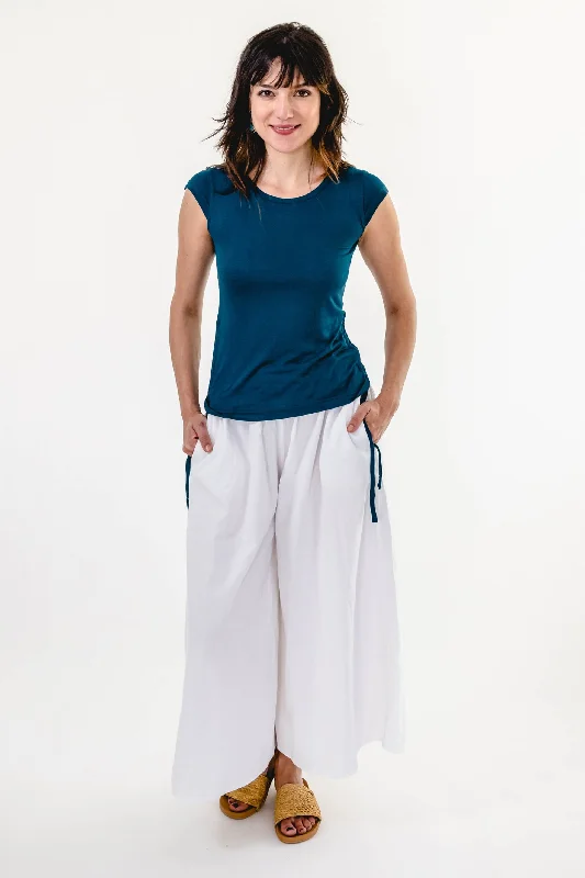 Striped Wide Leg Pants for Fashion -Palazzo Pants - White