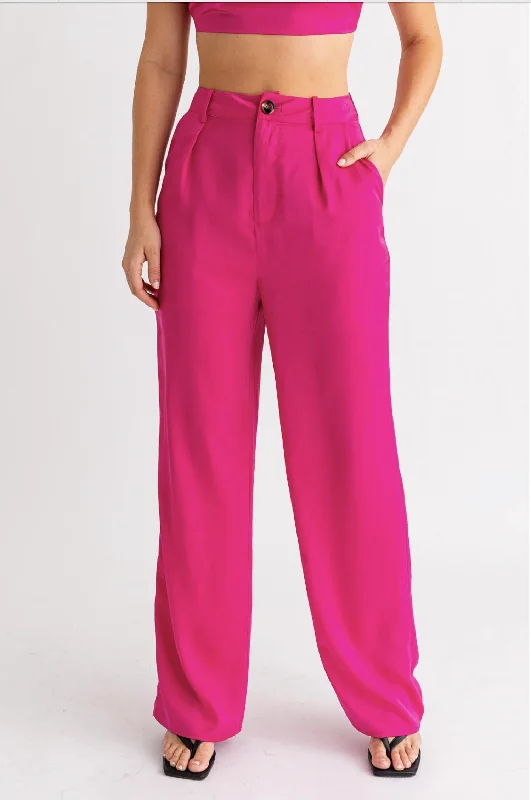 Silk Wide Leg Pants for Luxurious -Wide Leg Pants In Hot Pink