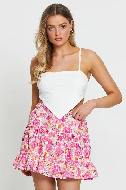 Flowy floral skirts for springtime elegance -Print Skater Skirt