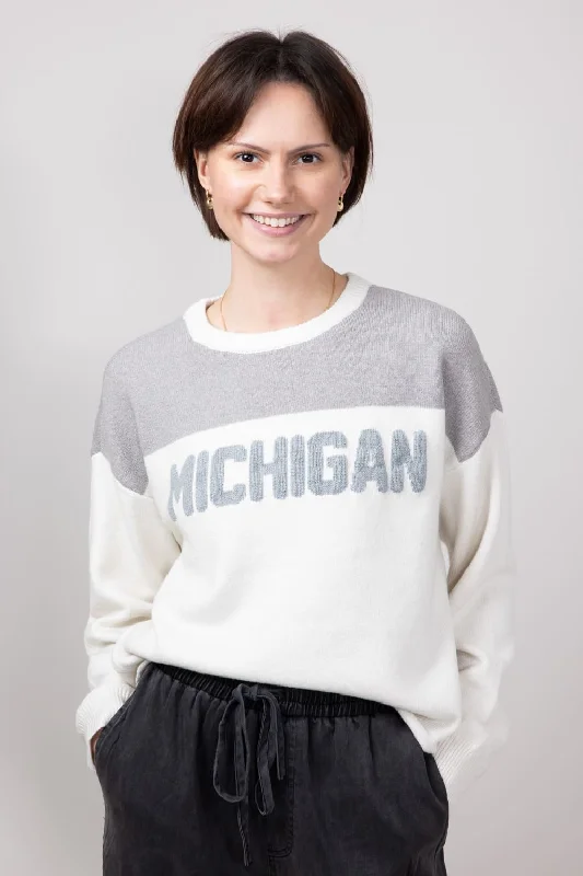 Roll - Neck Sweaters for Cold - Resistance -Thread & Supply Color Block Michigan Sweater for Women in Grey | T2442SWTS-GREY