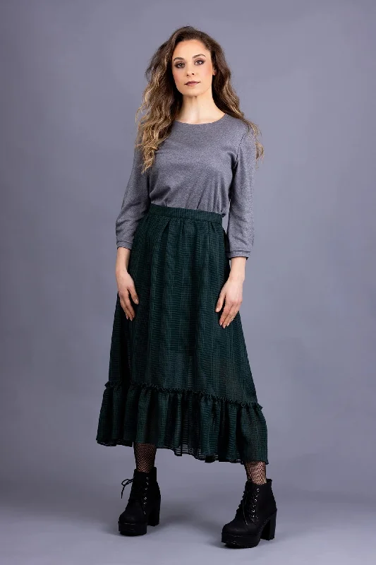 Ruffled skirts with lace trim softness -Forget-me-not Patterns Ella Skirt