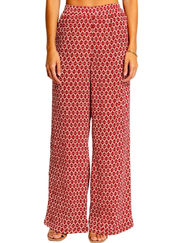 Gray Wide Leg Pants for Subtle -Annie Wide Leg Pants In Red Geo