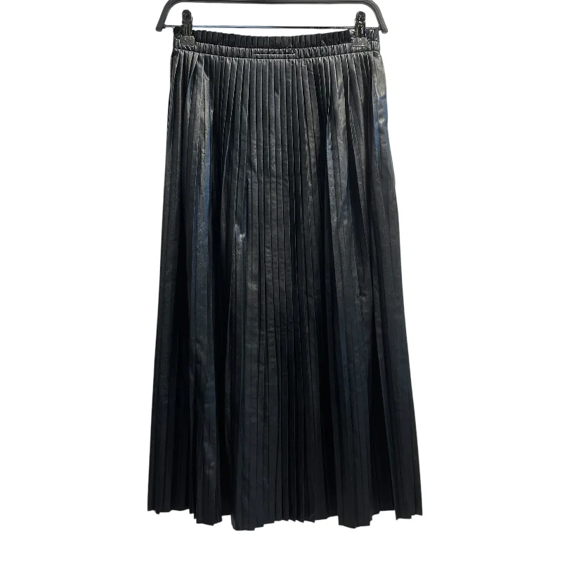 Soft skirts with gentle fabric drape -MM6/Long Skirt/12/Faux Leather/BLK/MM6 PLEATED PLEATED SKIRT