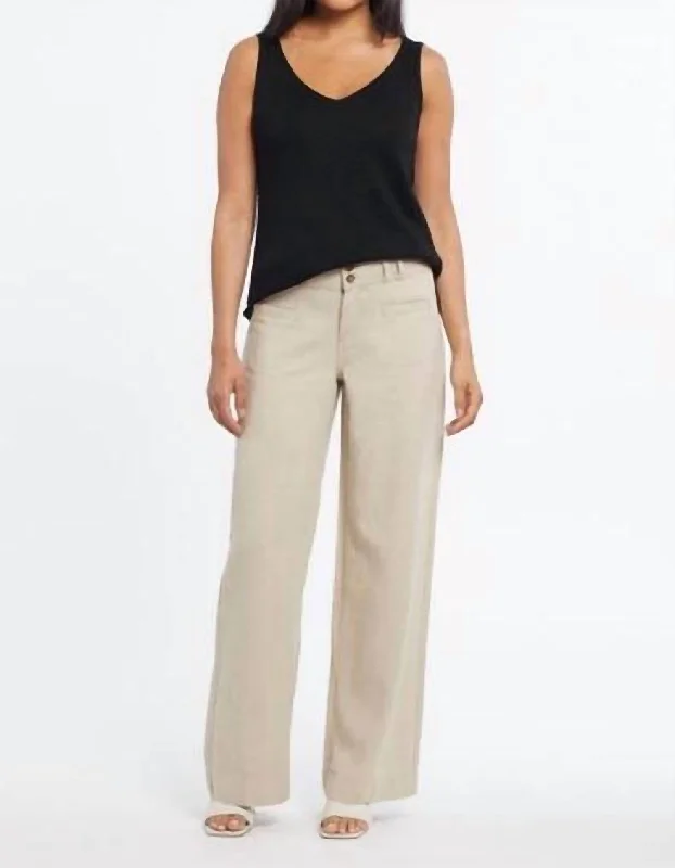 Wide Leg Pants with Rhinestones -Wide Leg Pants In Warm Sand