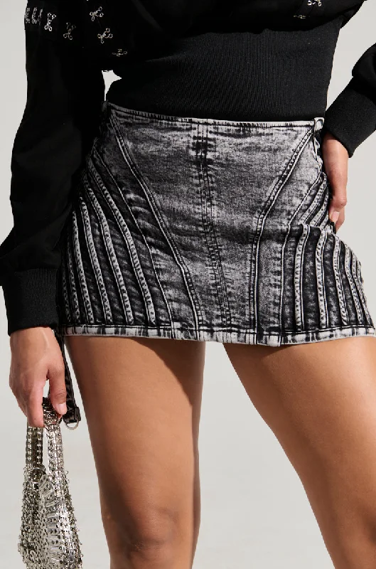 Classic skirts with simple clean lines -MARI DENIM LACE UP MINI SKIRT