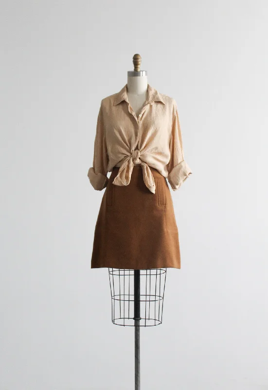 Ruffled midi skirts for delicate feminine touch -chestnut wool mini skirt