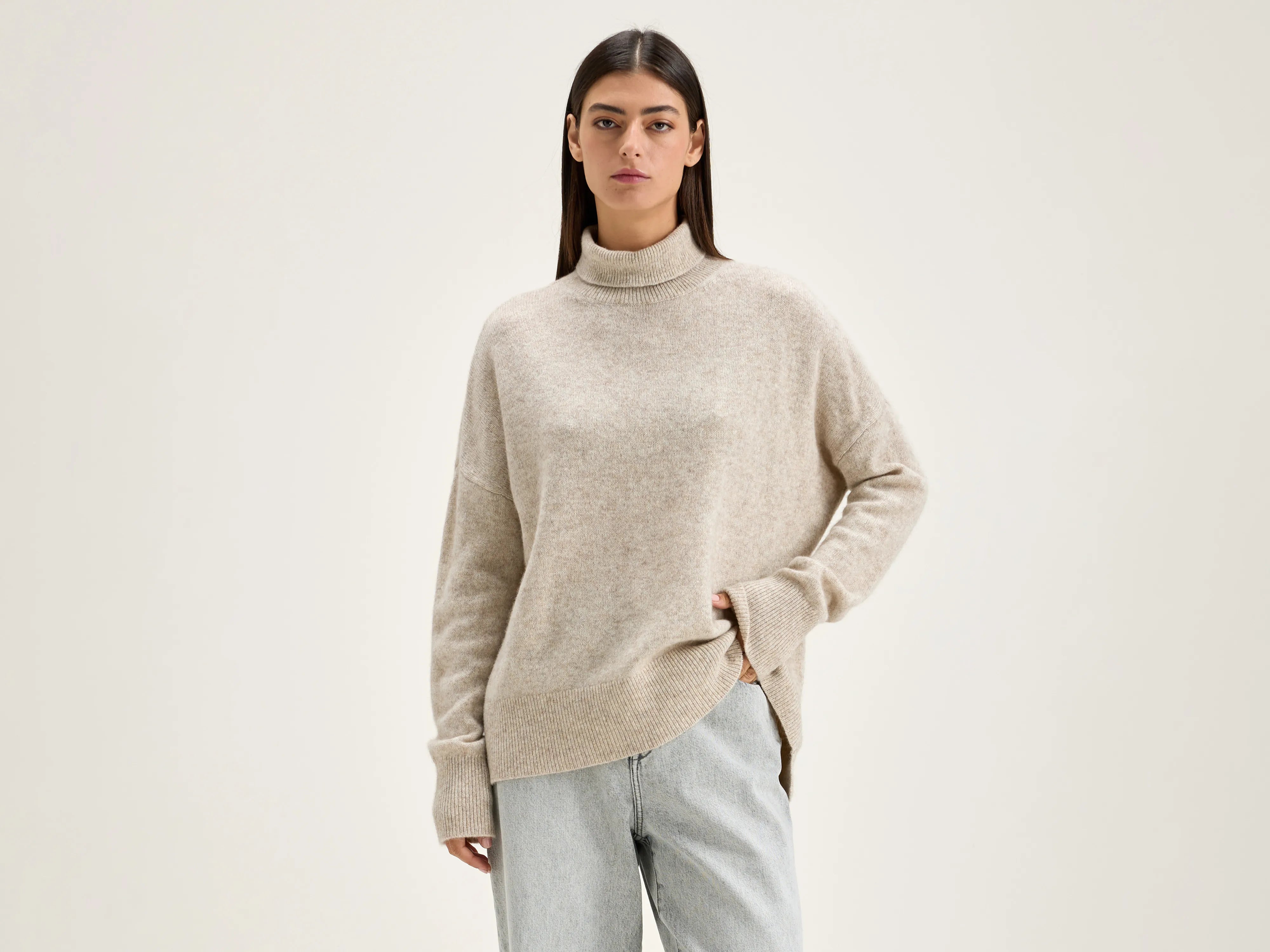 Thermal Sweaters for Extreme Cold -Ganzi turtleneck sweater (242 / W / OYSTER)