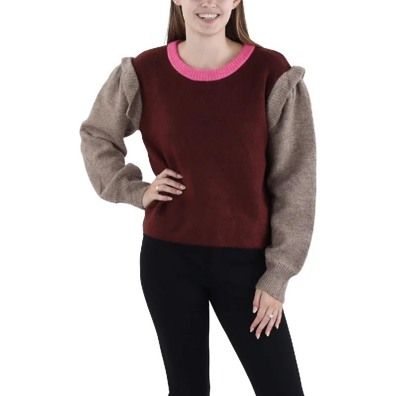 Non - Itchy Sweaters for Sensitive Skin -Vigoss Womens  Colorblock Ribbed Mock Neck Pullover Sweater