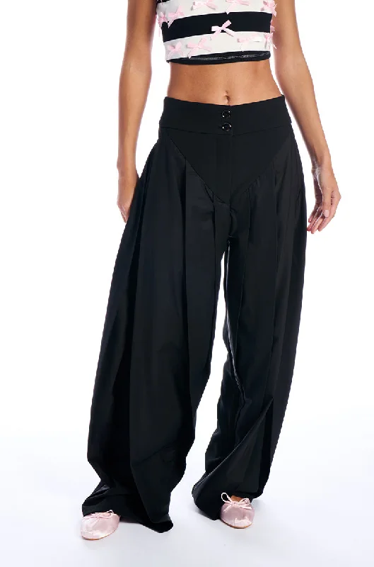 Printed Wide Leg Pants with Patterns -AMBER WIDE LEG PLEATED TROUSER PANT