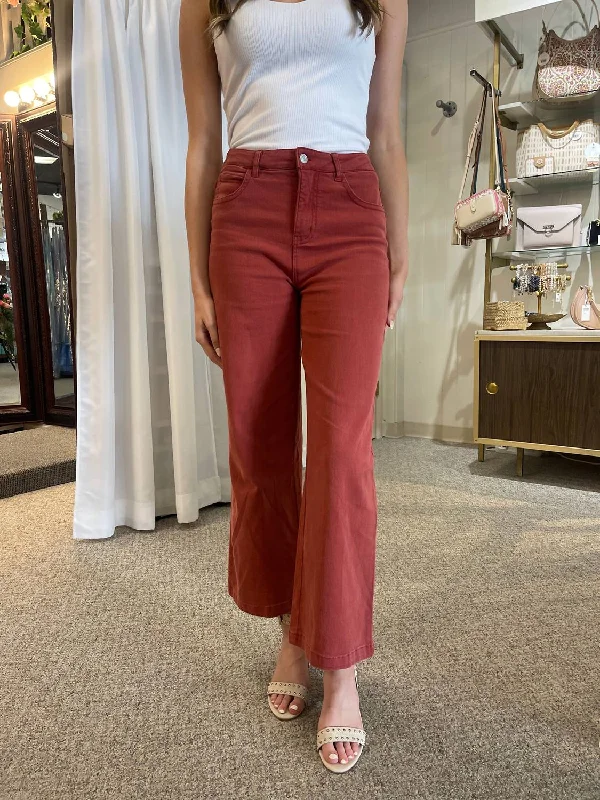 Yellow Wide Leg Pants for Bright -Wide Leg Pants In Rust