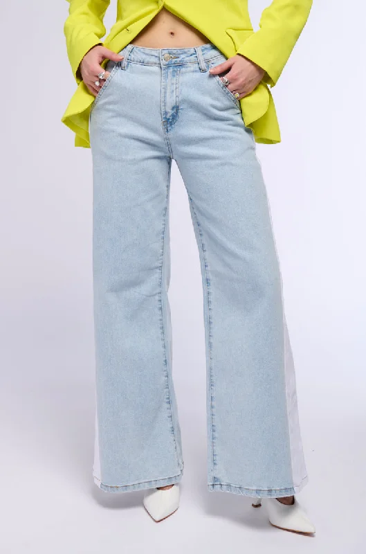 Blue Wide Leg Pants for Classic -IN AND OUT MID RISE WIDE LEG JEANS