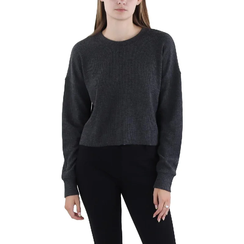 Short - Hemmed Sweaters for Youthful Look -Three Dots Womens Heathered Crewneck Crop Sweater