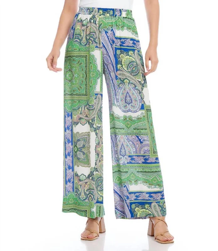 Wide Leg Pants with Side Slits -Wide Leg Pants In Paisley