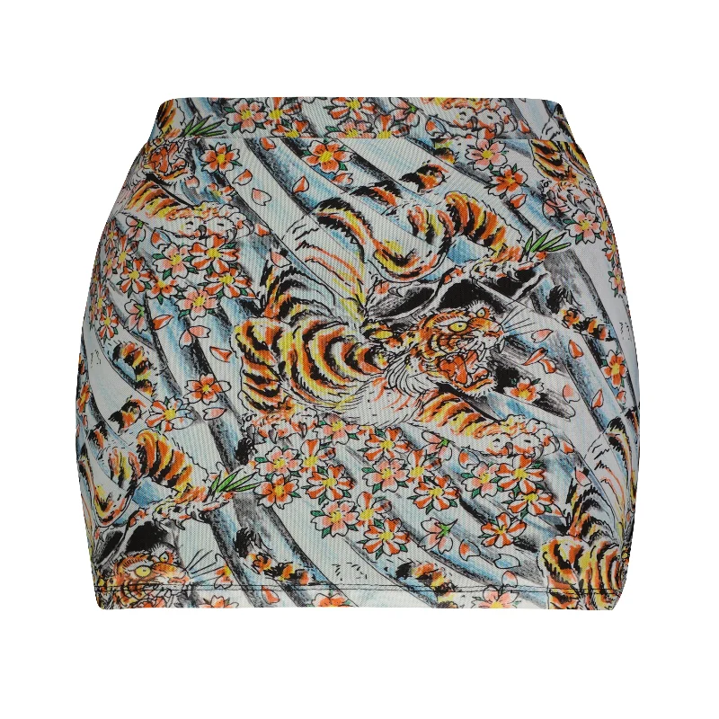 High-waisted pencil skirts for professional office wear -Tiger Print Mesh Skirt