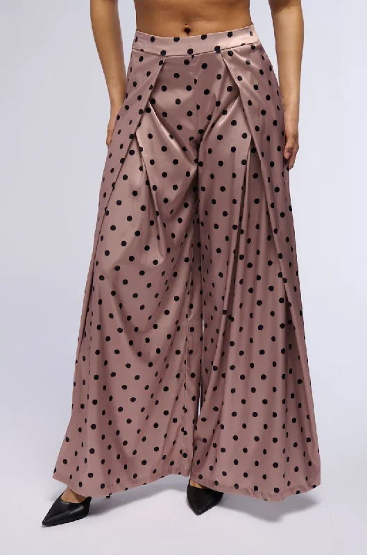 Wide Leg Pants for Travel Adventures -LORRAINE POLKA DOT WIDE LEG TROUSER