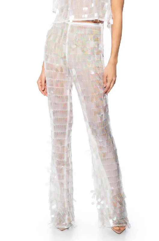 Wide Leg Pants with Beads -IMPRESS ME IRIDESCENT WIDE LEG SEQUIN PANT