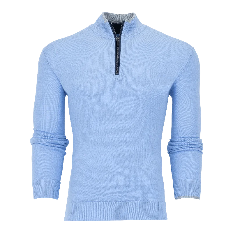 Cropped Sweaters for Modern Fashion -Sebonack Quarter-Zip Sweater (Delphinium)