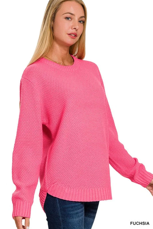 Casual - Wear Sweaters for Weekend -Pink Textured Sweater