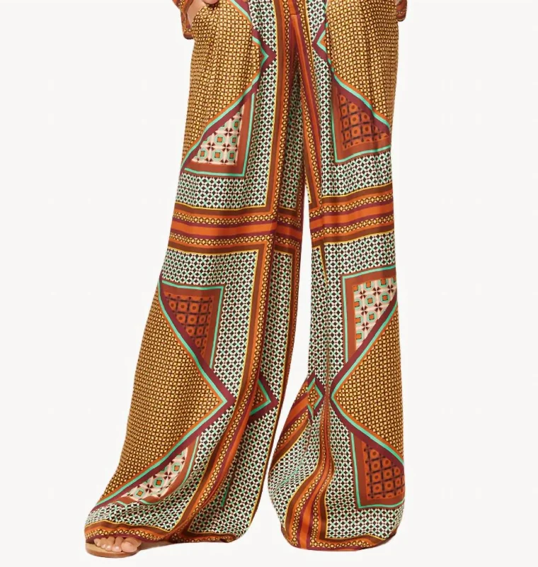 Wide Leg Pants with Belt Loops -Lemor Wide Leg Pants In Positano Scarf