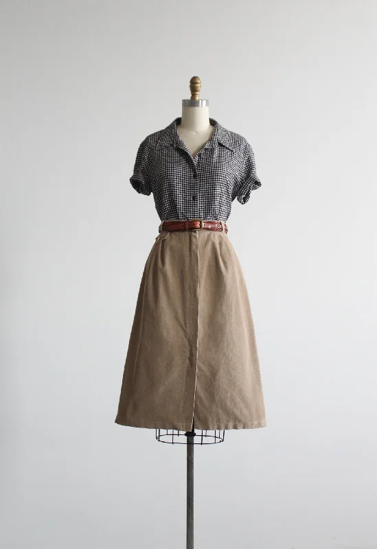 Casual cotton skirts for laid-back days -wheaten corduroy skirt