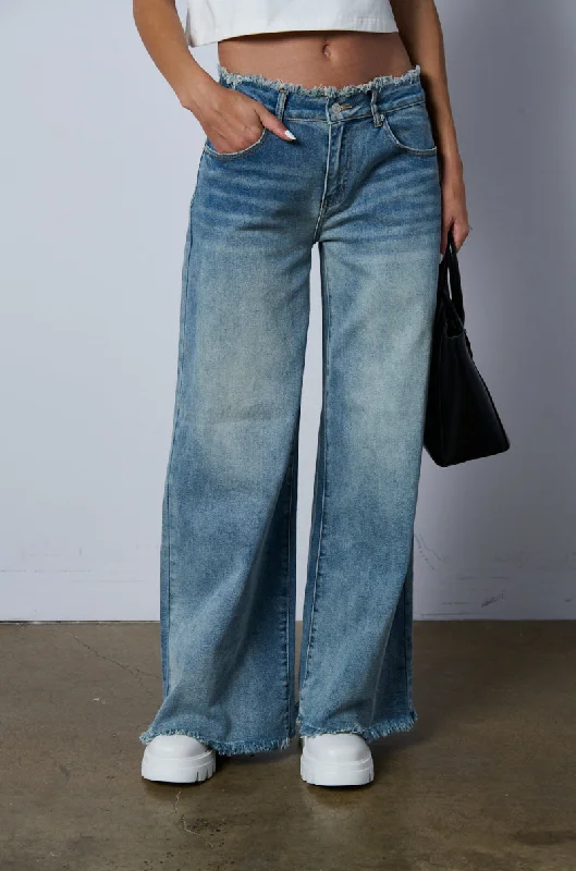 Wide Leg Pants with Narrow Belt -LARK ULTRA WIDE LEG JEAN