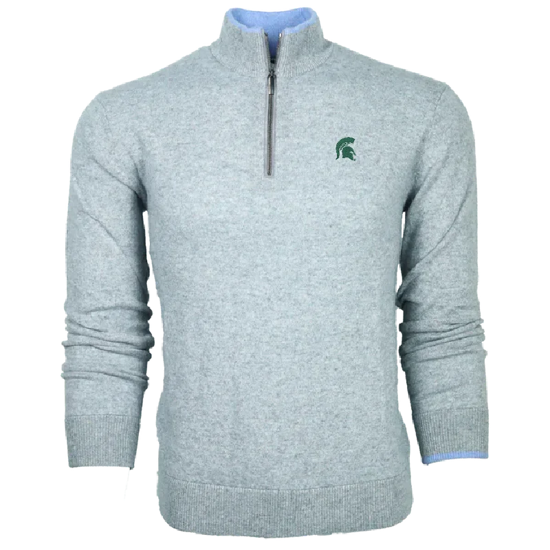 Pocket - Equipped Sweaters for Convenience -Michigan State Spartan Sebonack Quarter-Zip Sweater