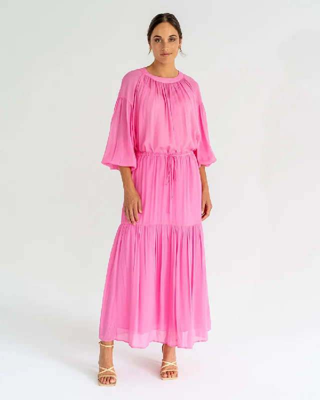 Luxury skirts with elegant silk sheen -Alba Maxi Skirt - Orchid Pink