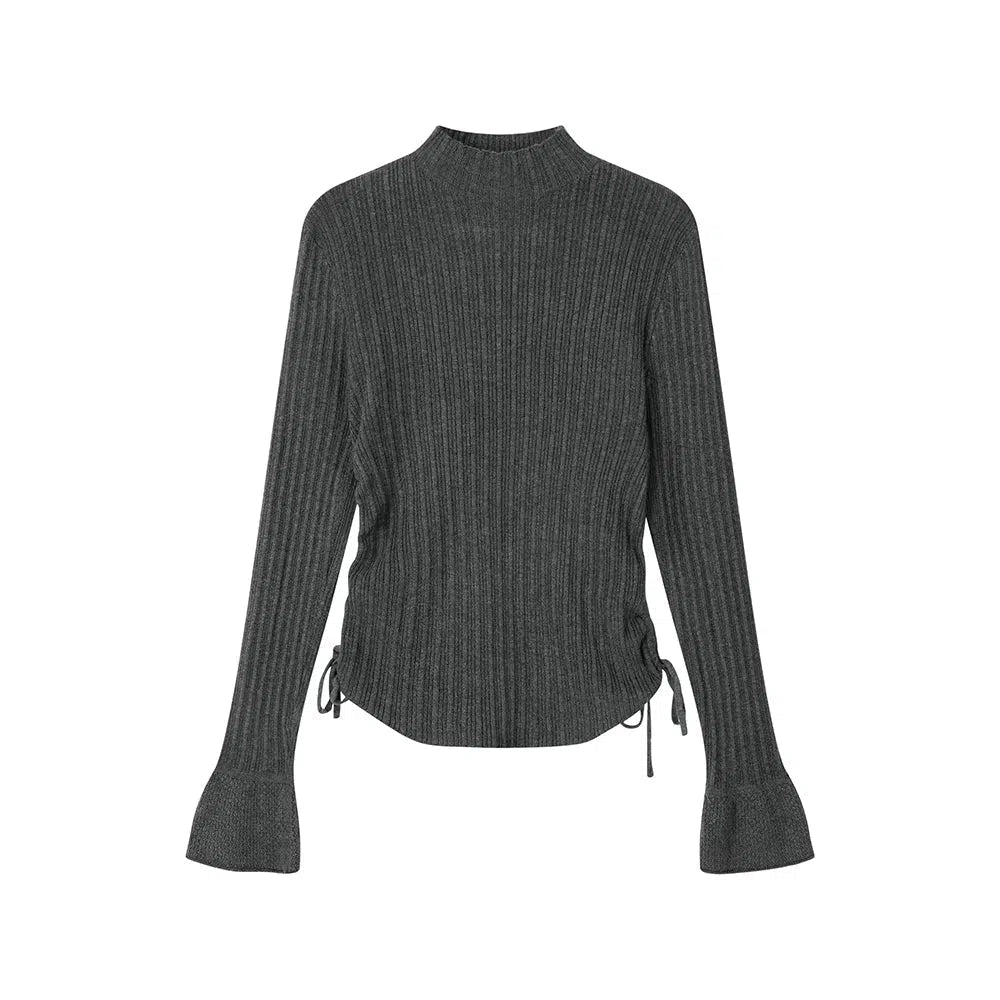 Fleece - Lined Sweaters for Warmth -Flared Cuffs Mock Neck Cashmere Sweater