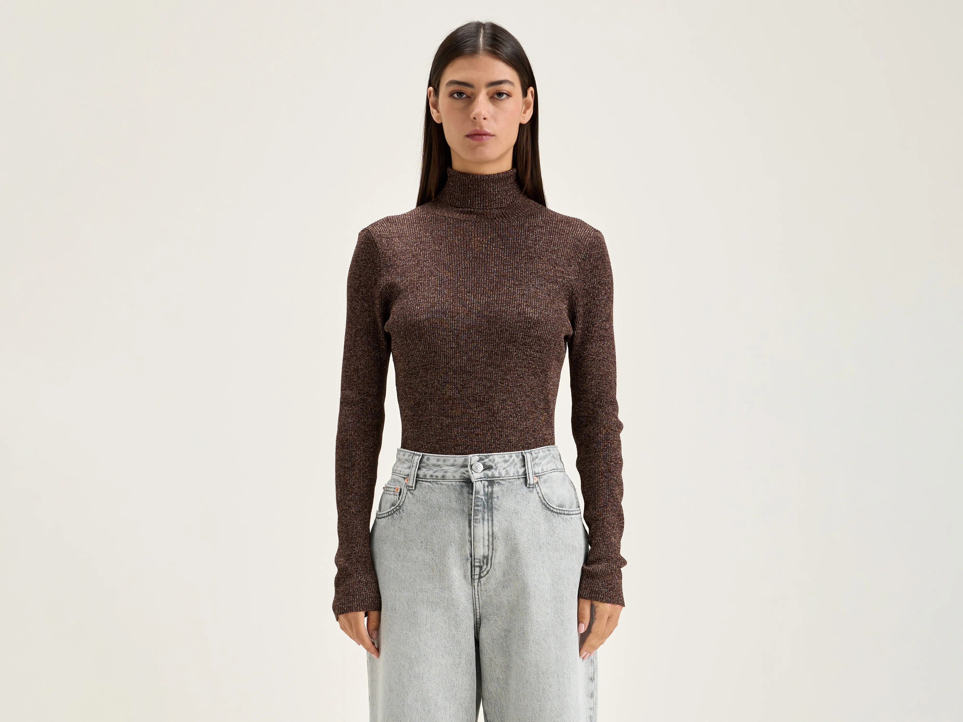 Oversized Sweaters for Relaxed Fit -Anoit turtleneck sweater (242 / W / CHESTNUT)