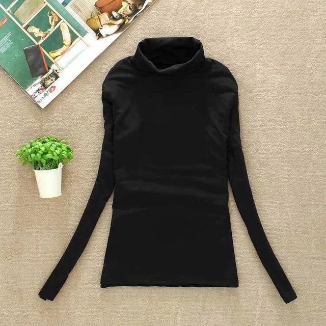 Hand - Wash Only Sweaters for Delicate -Spring Autumn Winter Fashion Women's Solid Wool Turtleneck Pullover Sweater