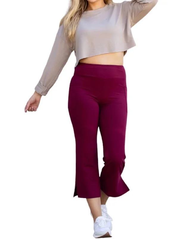 Courtney High Waisted Gaucho Pants In Maroon