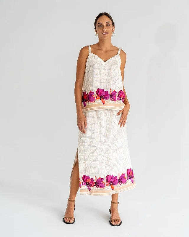 Casual skirts for relaxed weekend lounging -Adriana Skirt - Magnolia Print