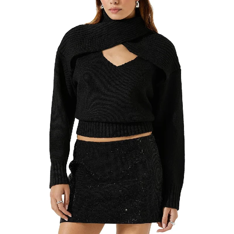 Baby Sweaters for Soft and Cozy -ASTR the Label Womens Pearson Cut-Out Ribbed Crop Sweater