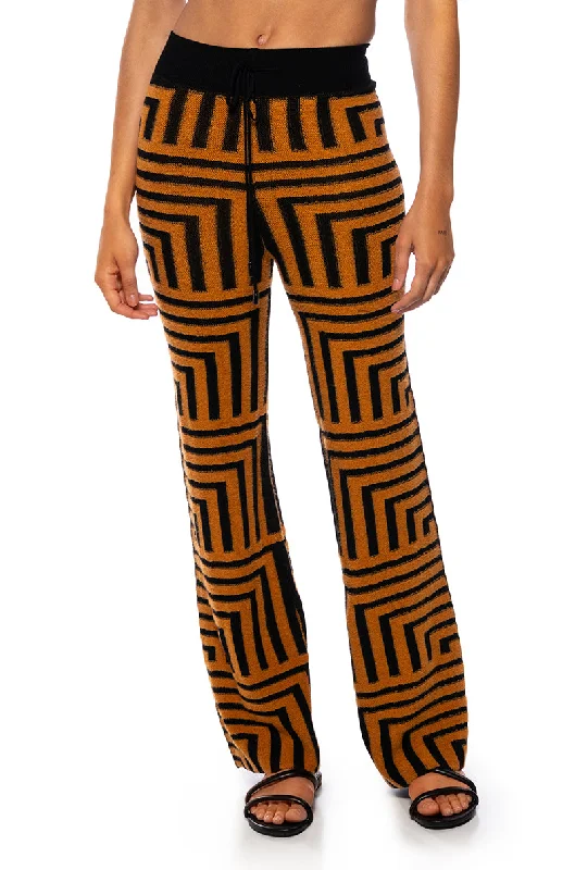 Wide Leg Pants with Turned Up Hems -SAVANNAH WIDE LEG ORANGE PANTS