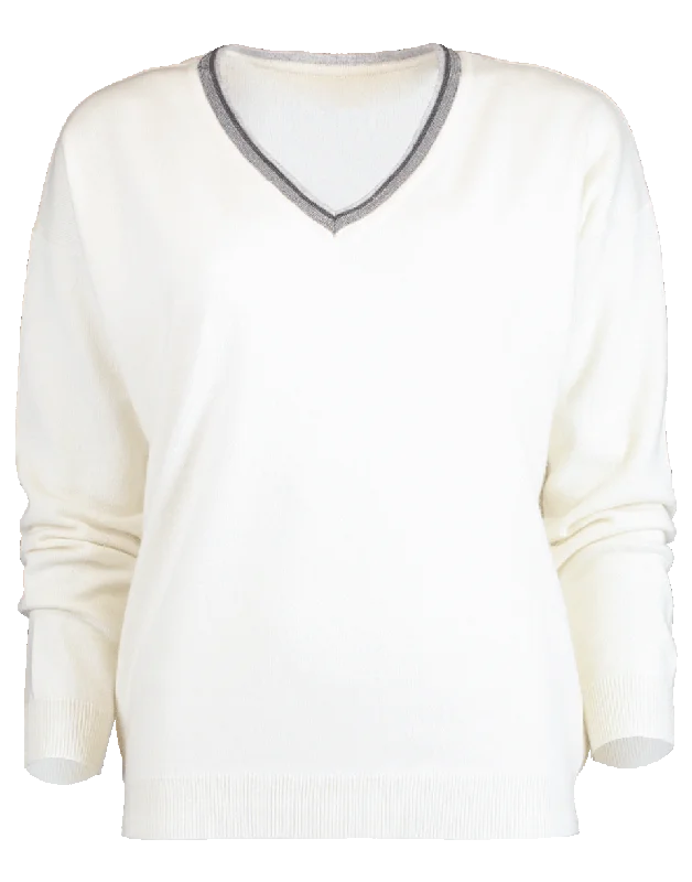 Open - Neck Sweaters for Airy Feel -Monili V-Neck Cashmere Sweater