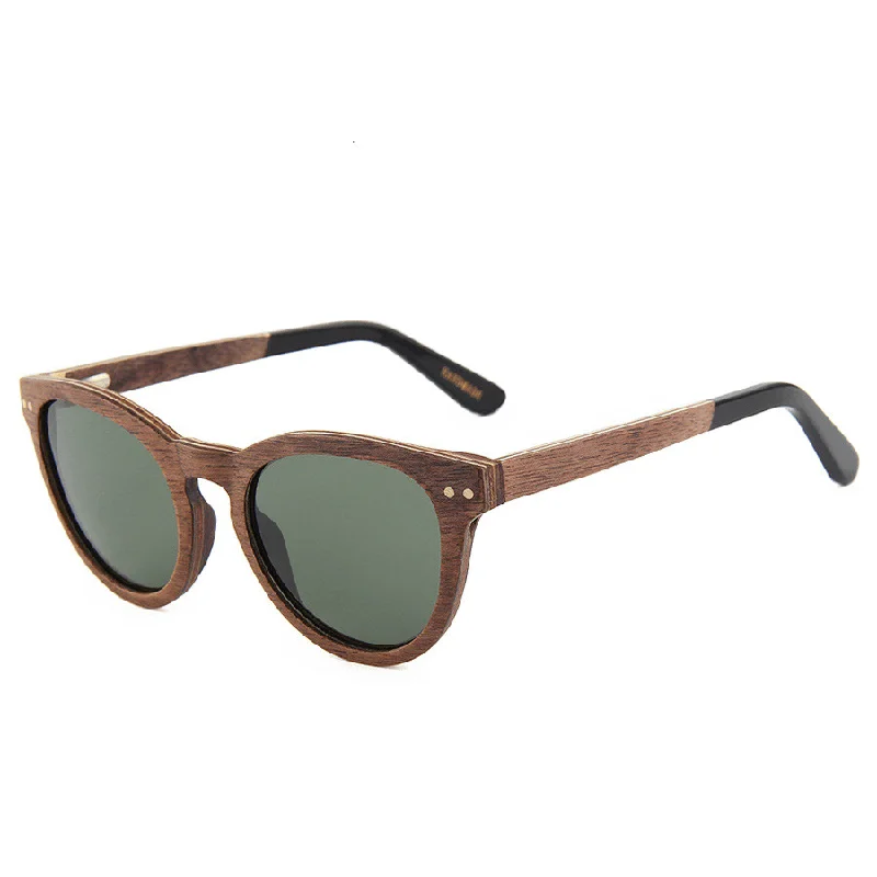 Hiking Sunglasses for Trail Walks -Skateboard Wood Spring Hinge Wooden Polarized Sunglasses