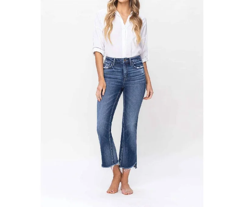 Ingenuity Crop Flare Jeans In Dark Wash