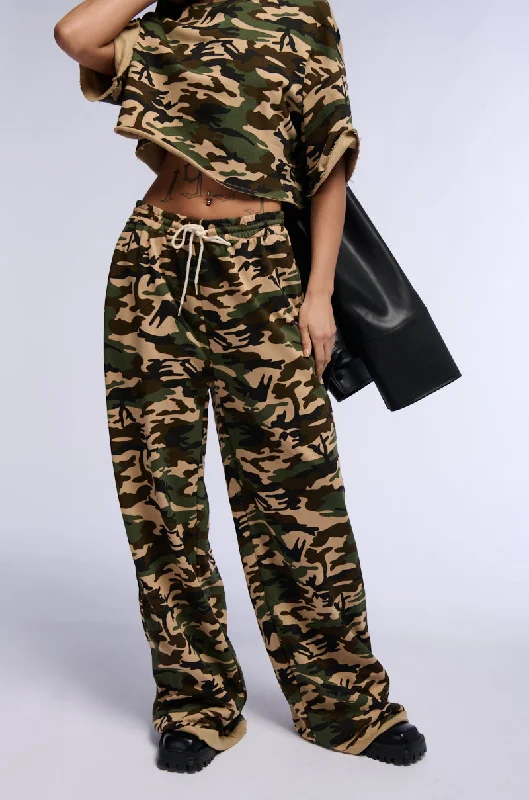 Wide Leg Pants with Sequins -LIFT ME UP WIDE LEG CAMO JOGGER PANT